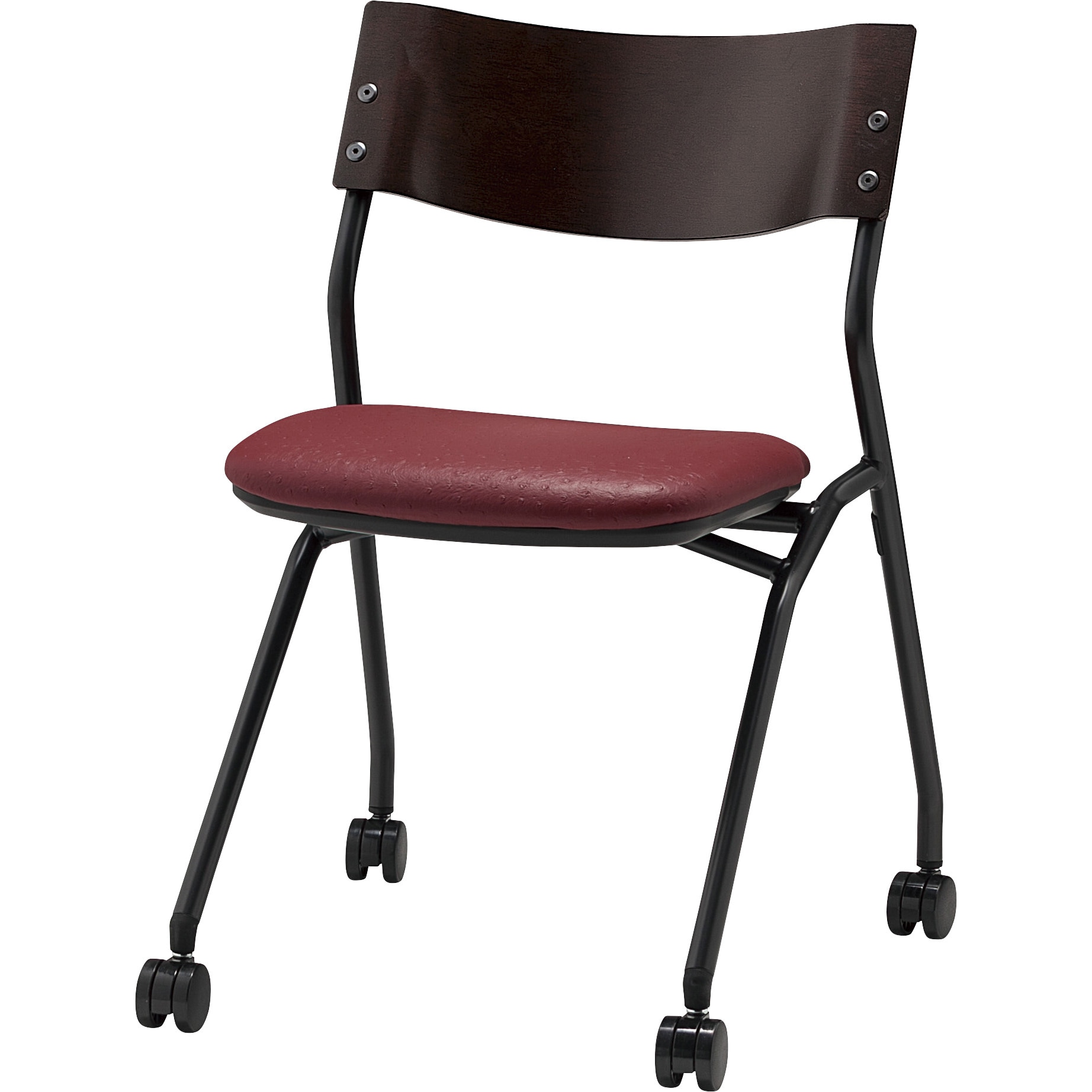 CM199-MXC キャスター付きミーティングチェア CM199-MXC 張地：ビニールレザー サンケイ ワインレッド  1箱(2脚)
