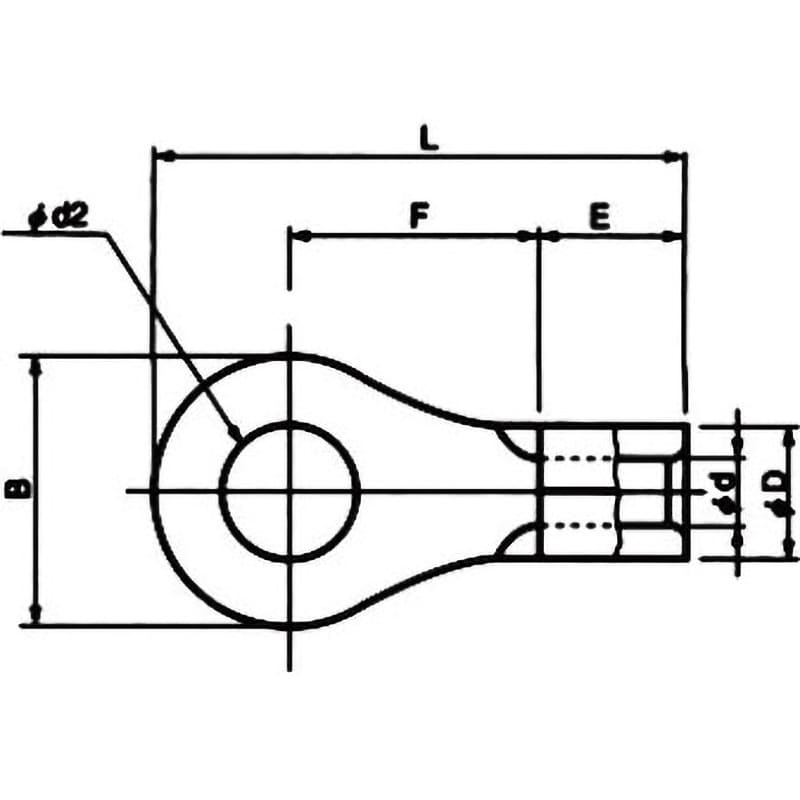 R2-4S 銅線用 裸圧着端子 (R形)丸形 ニチフ 電線抱合範囲1.04～2.63mm<sup>2</sup> 1袋(20個) - 【通販モノタロウ】