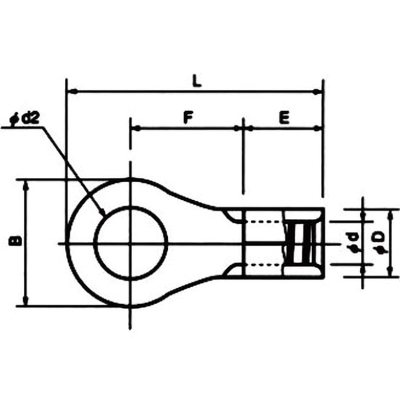 R8-5S 銅線用 裸圧着端子 (R形)丸形 ニチフ 電線抱合範囲6.64～10.52mm<sup>2</sup> 1袋(10個) -  【通販モノタロウ】