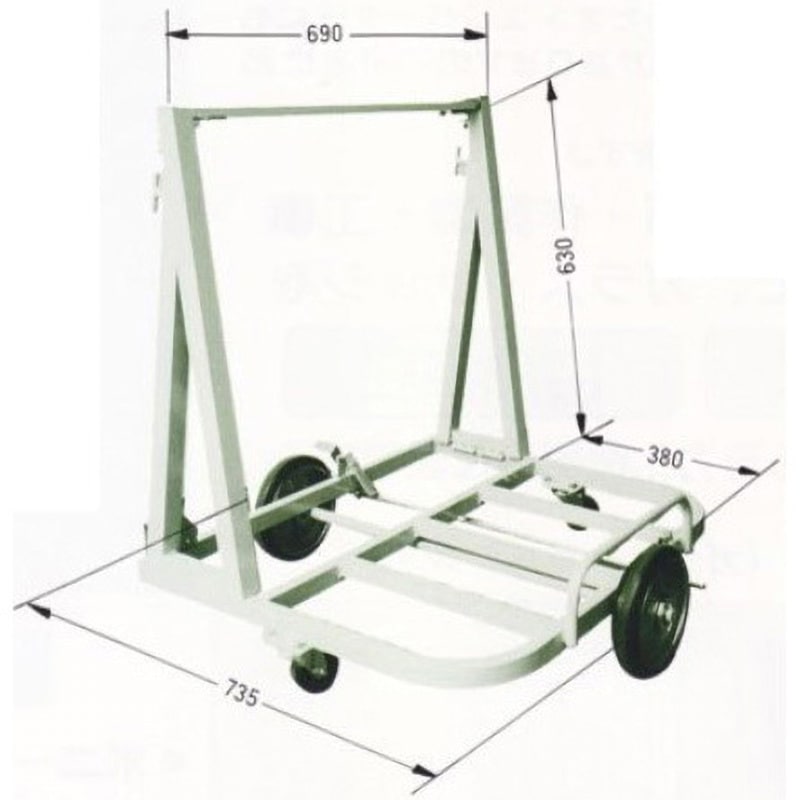 ポニーEV 200kg積 搬送台車 ポニー 折りたたみ式 日本ベンリー スチール製 フットブレーキ 取っ手付き 荷台寸法735×690mm