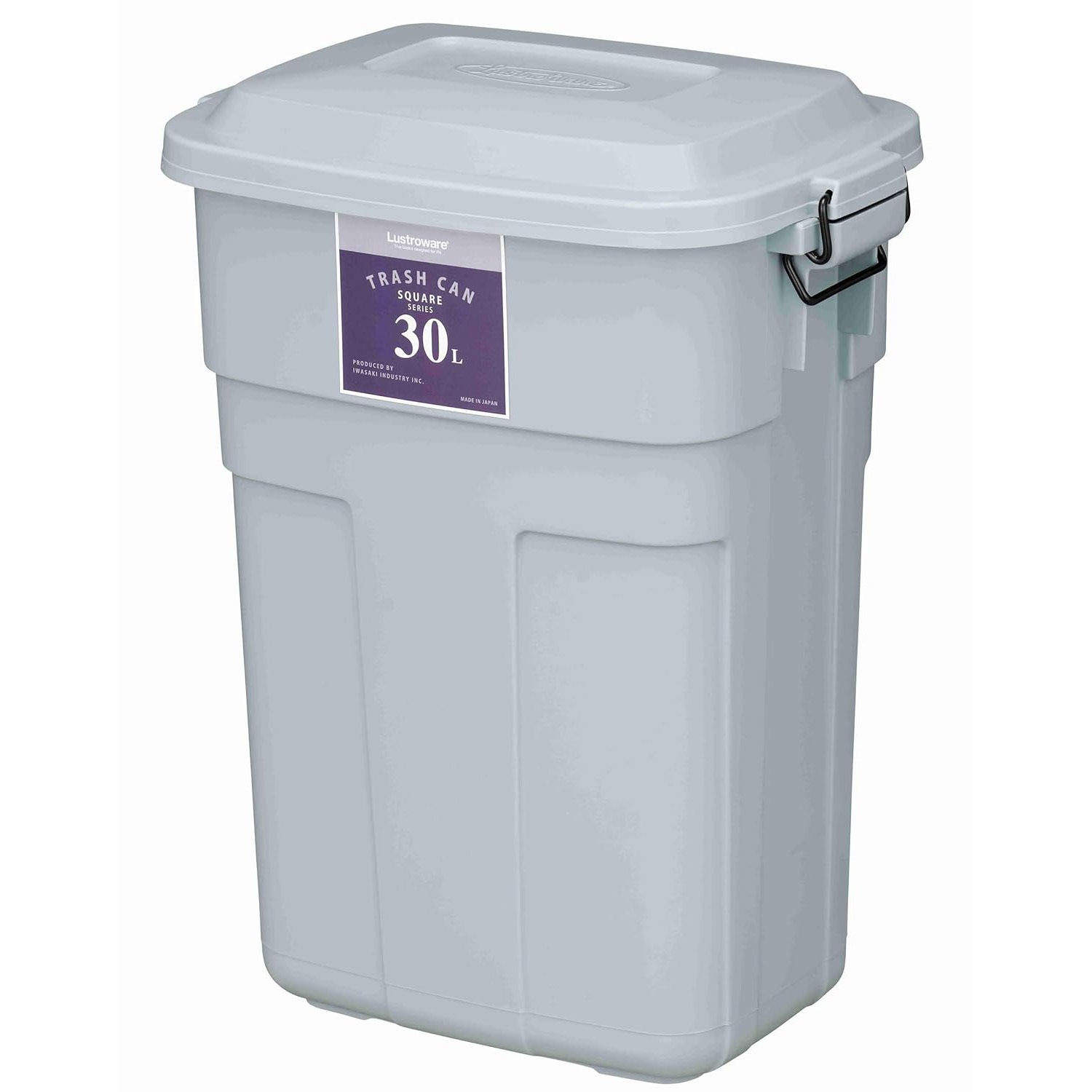 L-941 トラッシュカン 岩崎工業 容量30L 本体+フタ 角形 グレー色 L