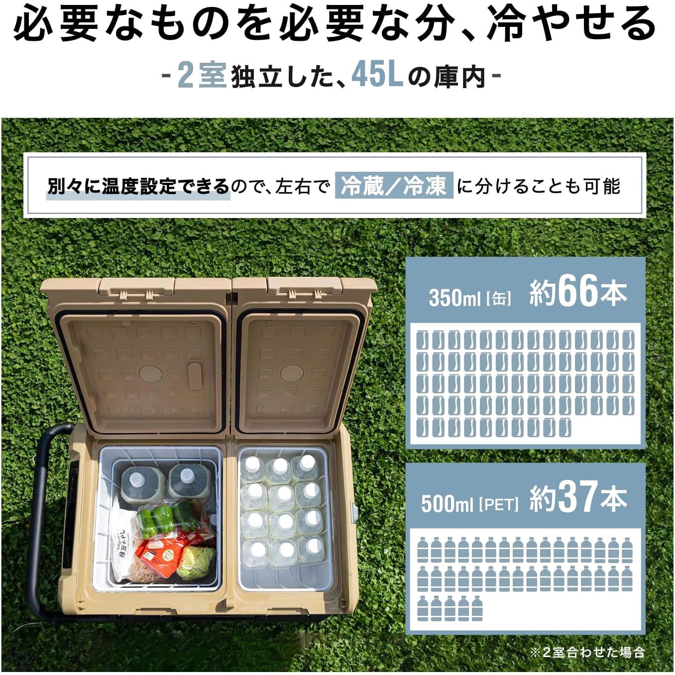 AQ45L-TN ポータブル冷蔵庫 車載冷蔵庫 ICEBERG 45L PowerArQ コヨーテ