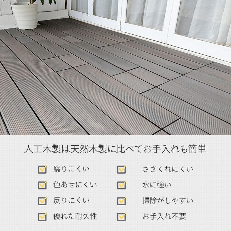 MGD-30*2 人工木 ウッドデッキパネル YAMAZEN(山善) ダークブラウン色