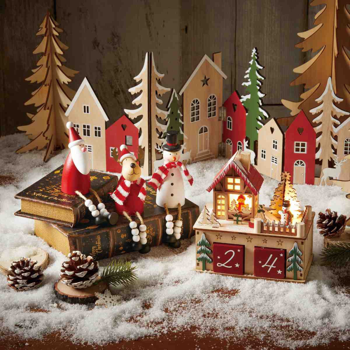 8257-1874 冬装飾 クリスマスデコレーション ブックボックス 2個セット