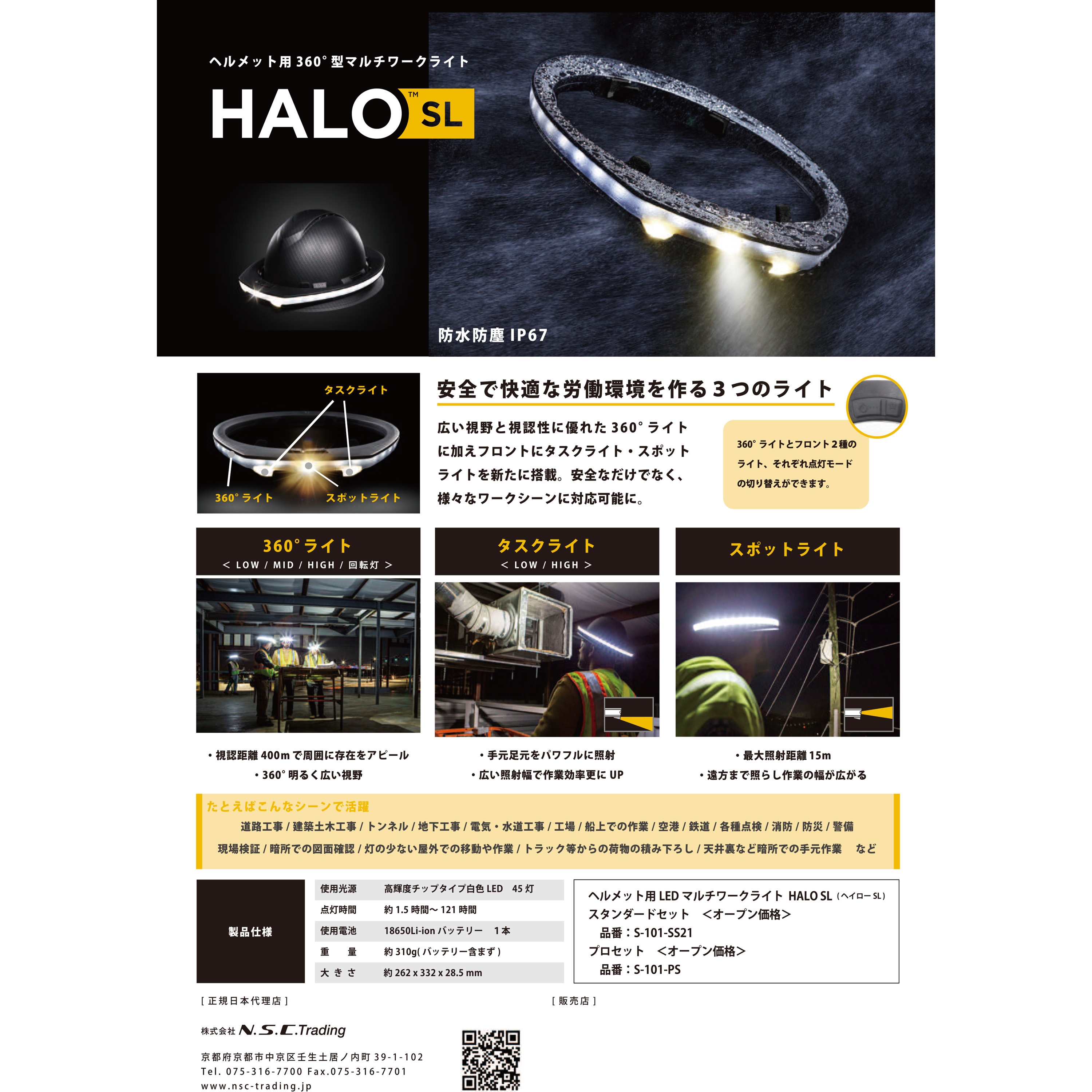 プロ HALO SL PRO SET ヘルメット用LED360°マルチワークライト プロ
