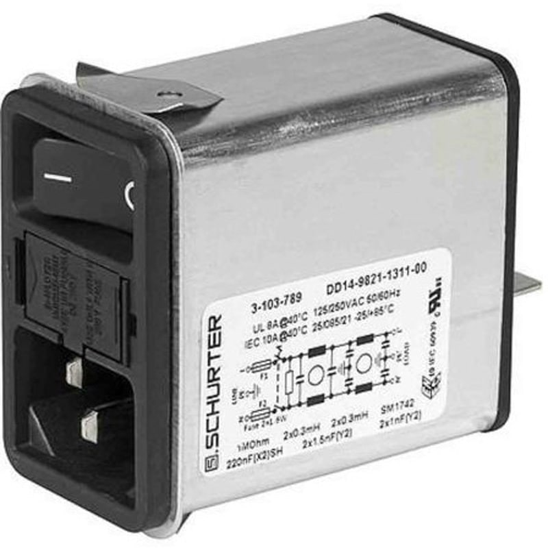 3-102-854 IECフィルタコネクタ スナップイン 6A 250 V ac SCHURTER 1個 3-102-854