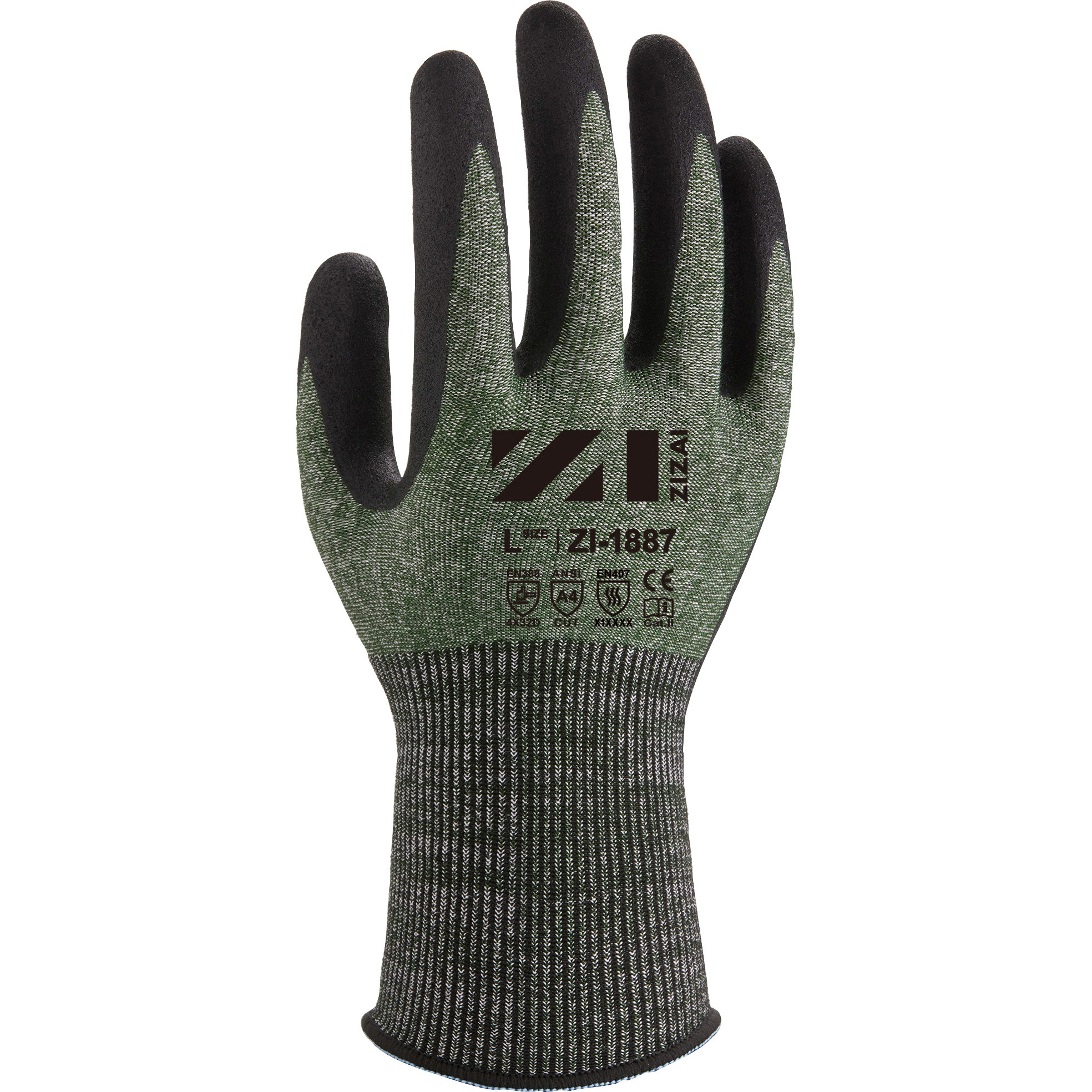 ZI-1887_S_1P 耐切創手袋 ZIZAI ZI-1887 ニトリル特殊加工背抜き 極薄