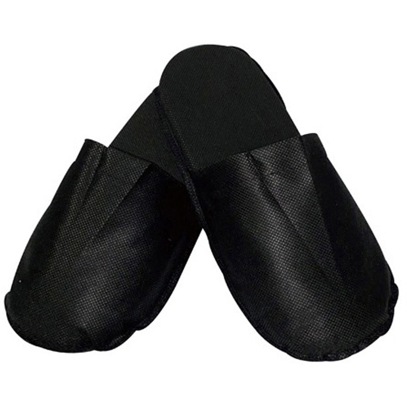 SYZR-0033 リサイクル不織布高品質スリッパ 前閉じ 黒 紙帯巻き 1箱 100足入 1箱(100足) サンワ 【通販モノタロウ】