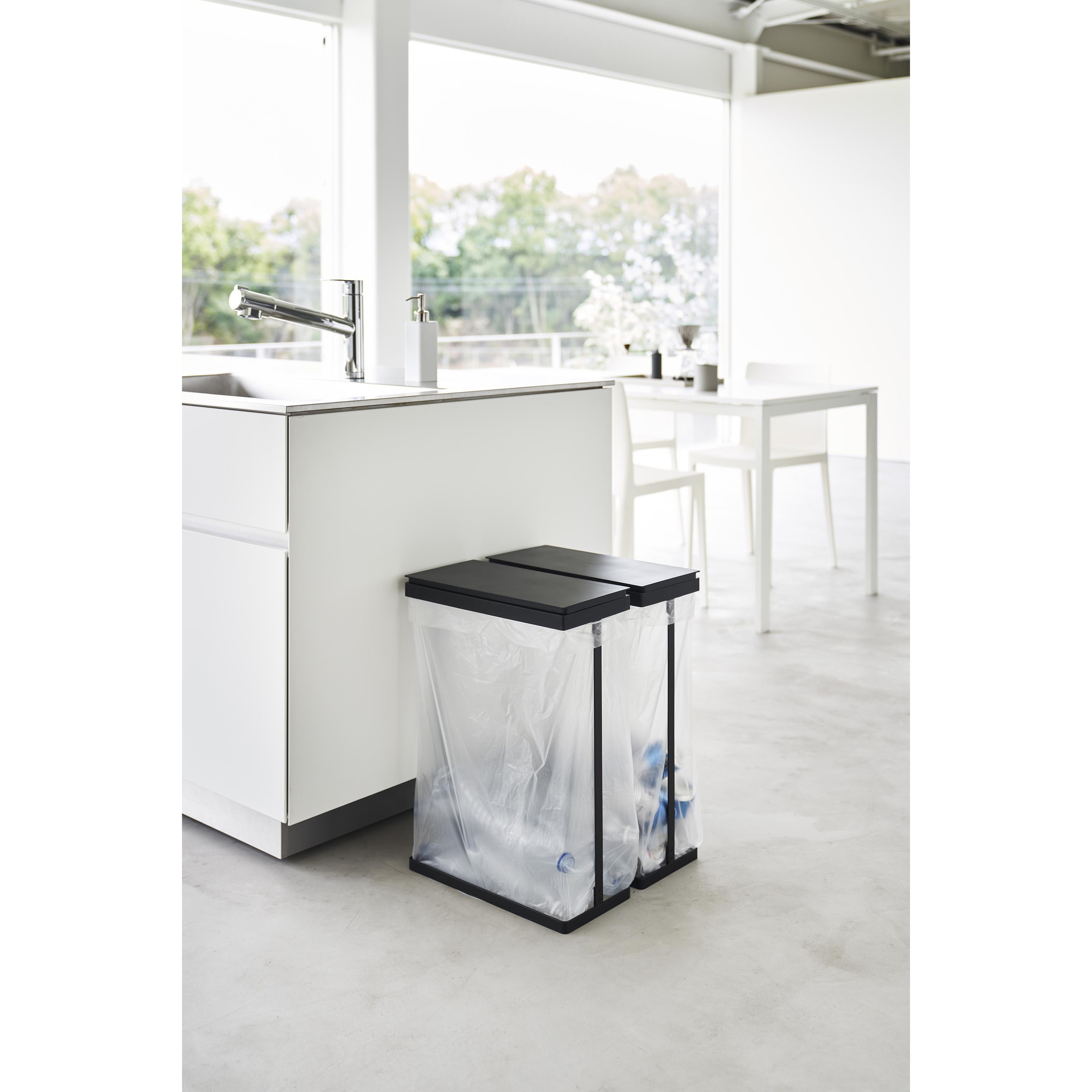 1728 スリム蓋付き分別ゴミ袋ホルダー タワー 45L 横開き 2個組