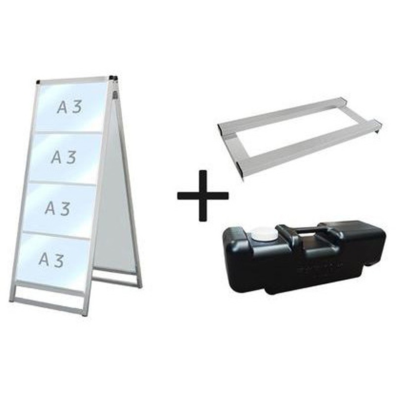 VACCSK-A3Y8R-3SET バリウスカードケーススタンド看板 両面 ウエイトアーム・水タンクセット 常磐精工 規格A3 質量7.4kg 奥行680mm  VACCSK-A3Y8R-3SET