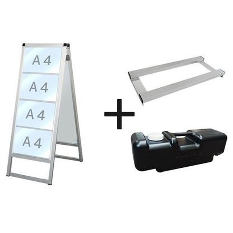 VACCSK-A4Y8R-3SET バリウスカードケーススタンド看板 両面 ウエイトアーム・水タンクセット 常磐精工 規格A4 質量4.6kg 奥行540mm  VACCSK-A4Y8R-3SET