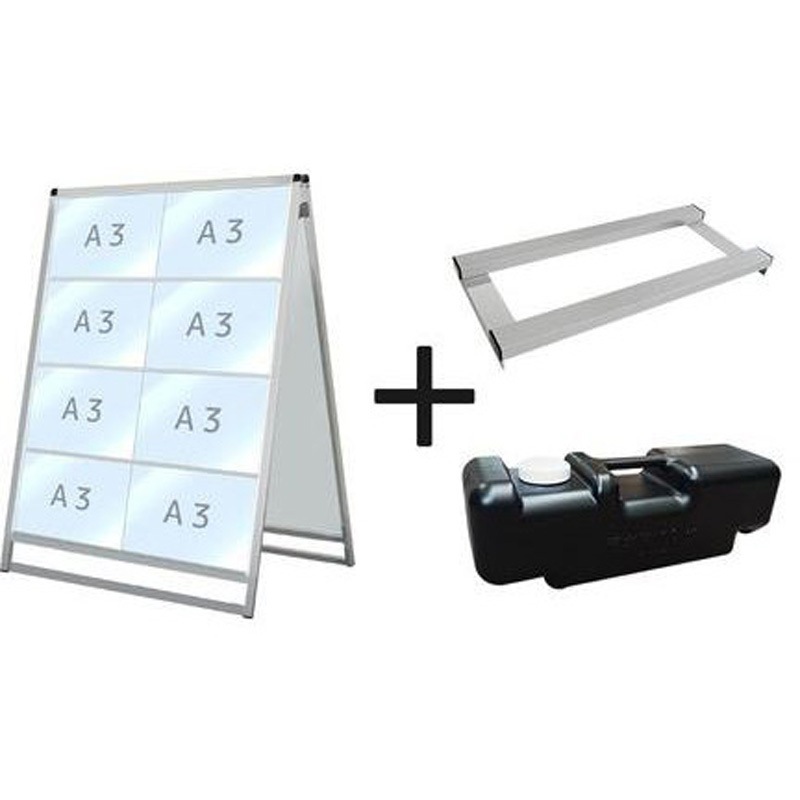 VACCSK-A3Y16R-3SET バリウスカードケーススタンド看板 両面 ウエイトアーム・水タンクセット 常磐精工 規格A3 質量9.8kg 奥行680mm  VACCSK-A3Y16R-3SET