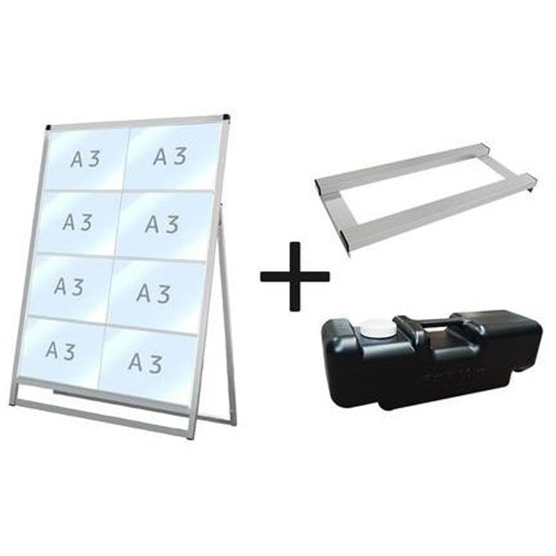 VACCSK-A3Y8K-3SET バリウスカードケーススタンド看板 片面 ウエイトアーム・水タンクセット 常磐精工 規格A3 質量7.5kg 奥行490mm  VACCSK-A3Y8K-3SET