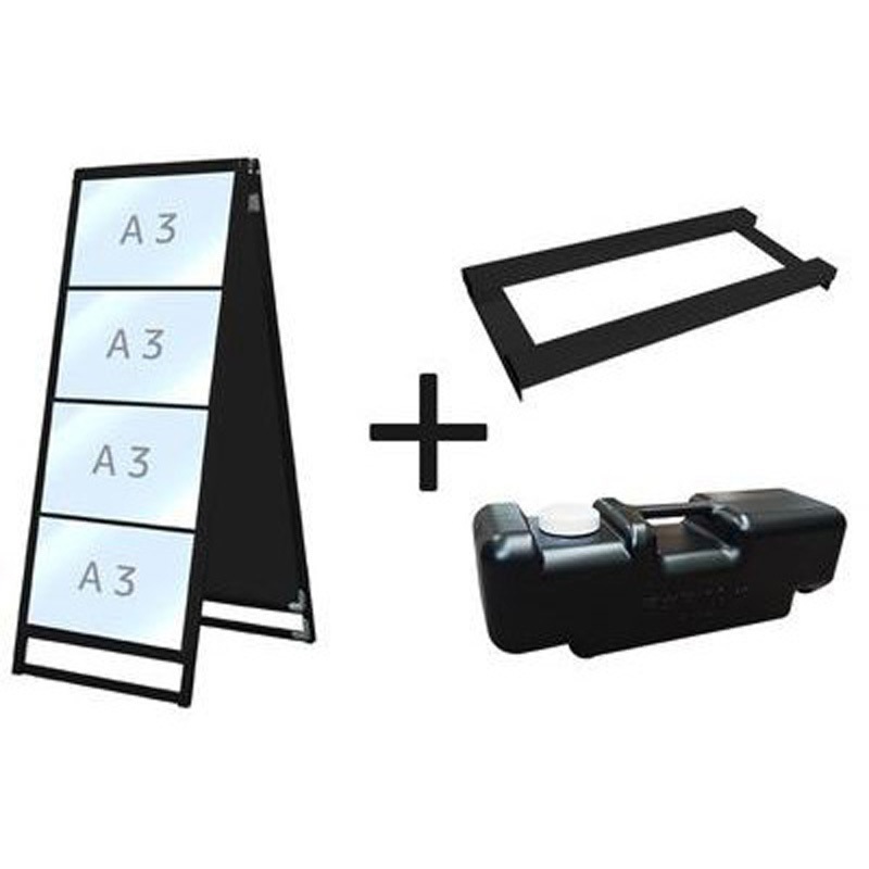 ブラックバリウスカードケーススタンド看板 両面 ウエイトアーム・水