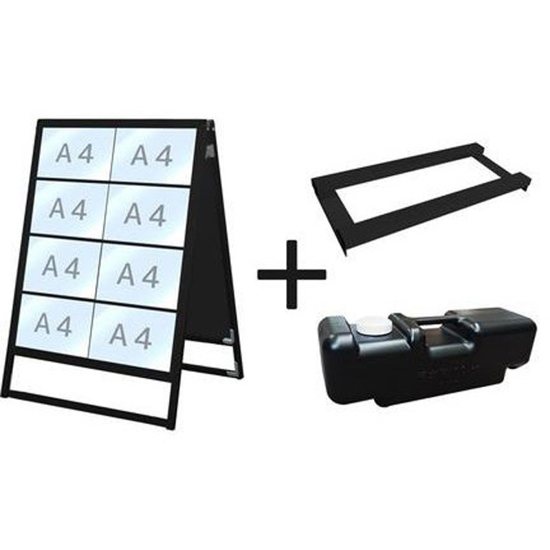 カードケーススタンド看板 Ａ４　10面ｘ両面 ブラックバリウスカードケーススタンド看板 両面 ウエイトアーム・水