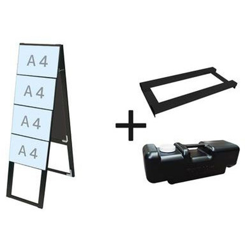 BCCSK-A4Y8RH-3SET ブラックカードケーススタンド看板 A4横 両面ハイ ウエイトアーム・水タンクセット 常磐精工 質量5.7kg 奥行620mm  BCCSK-A4Y8RH-3SET