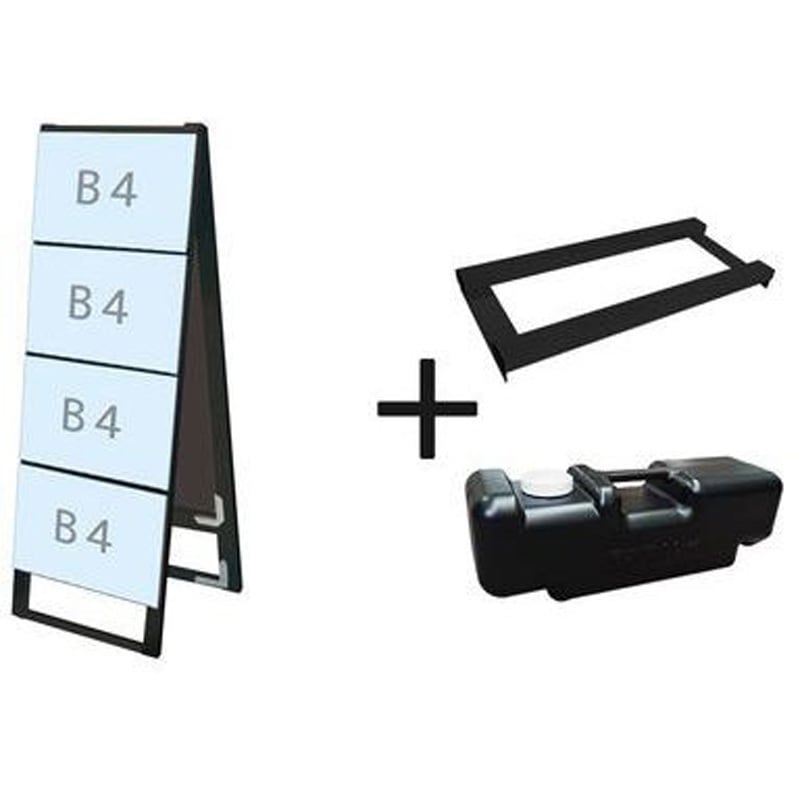 BCCSK-B4Y8R-3SET ブラックカードケーススタンド看板 両面 ウエイトアーム・水タンクセット 常磐精工 規格B4 質量6.4kg 奥行620mm BCCSK-B4Y8R-3SET