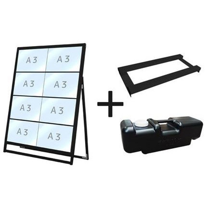 BVACCSK-A3Y8K-3SET ブラックバリウスカードケーススタンド看板 片面 ウエイトアーム・水タンクセット 常磐精工 規格A3 質量7.5kg 奥行490mm  BVACCSK-A3Y8K-3SET