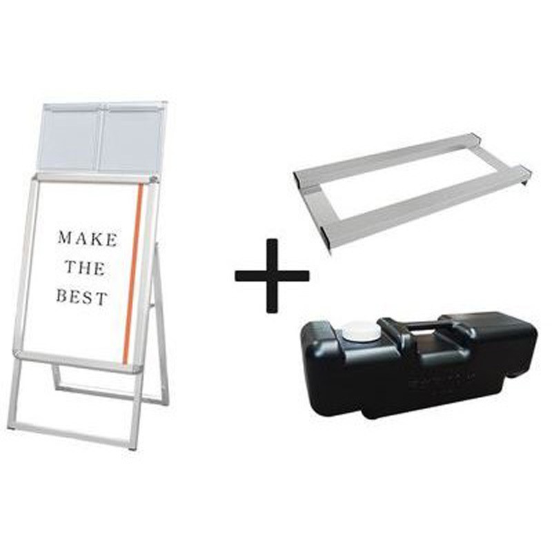 PGSKK-A2KS-3SET ポスターグリップスタンド看板カタログケース付(屋内用) 常磐精工 シルバー色 A2片面サイズ  PGSKK-A2KS-3SET