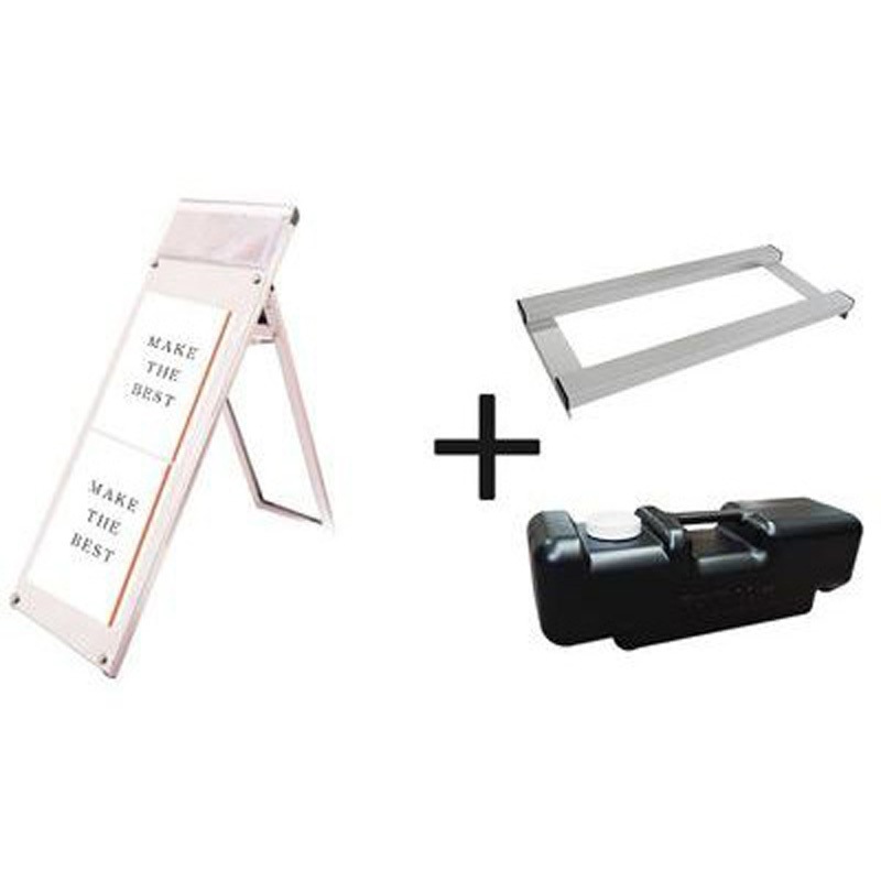 PSSKP-A3TTLKW-3SET ポスター用スタンド看板パンフレットケース付 A3縦縦ロウ片面ホワイト(屋内用) ウエイトアーム・水タンクセット 1台 常磐精工 【通販モノタロウ】