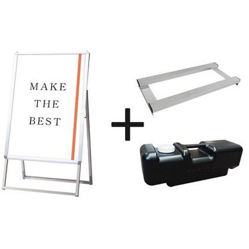 PGSK-A1KS-3SET ポスターグリップスタンド看板 屋内用 片面シルバー ウエイトアーム・水タンクセット 常磐精工 適合サイズA1奥行440mm  PGSK-A1KS-3SET