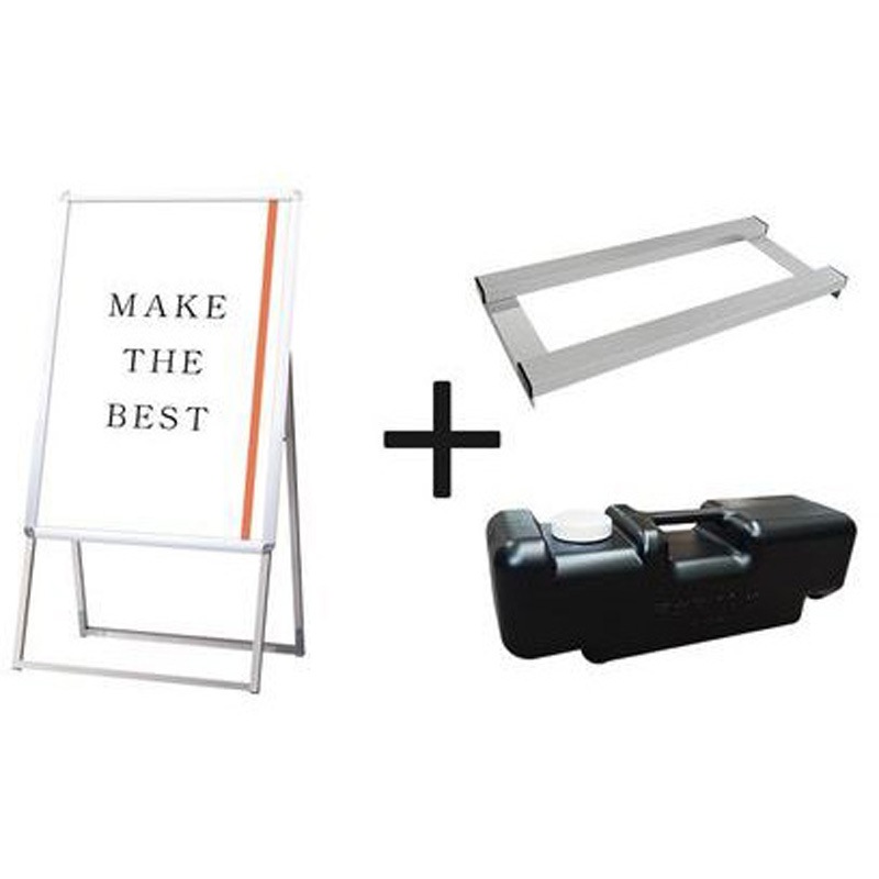 PGSK-B1KS-3SET ポスターグリップスタンド看板 屋内用 片面シルバー ウエイトアーム・水タンクセット 常磐精工 幅778mm高さ1300mm奥行480mm  PGSK-B1KS-3SET