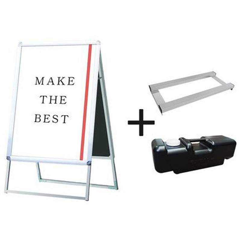 PGSK-B2RS-3SET ポスターグリップスタンド看板 屋内用 両面シルバー ウエイトアーム・水タンクセット 常磐精工 幅565mm高さ980mm奥行510mm  PGSK-B2RS-3SET