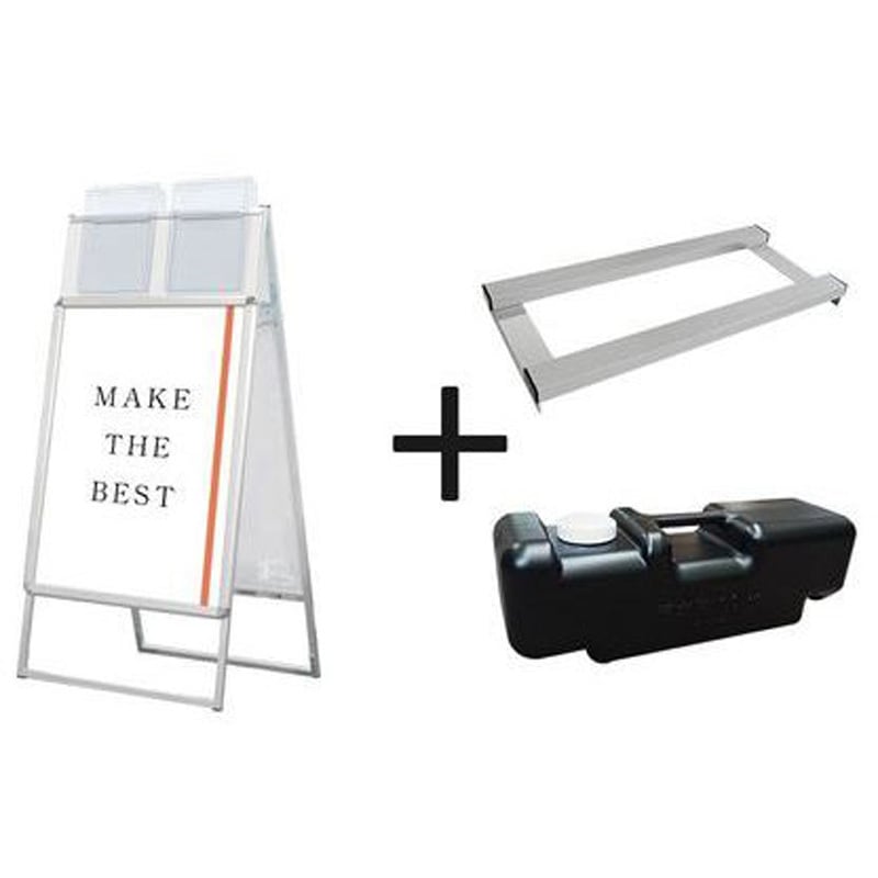 PGSKK-A1RS-G-3SET ポスターグリップスタンド看板カタログケース付(屋外用) 常磐精工 シルバー色 A1両面タイプ 幅644mm奥行670mm高さ1365mm  PGSKK-A1RS-G-3SET