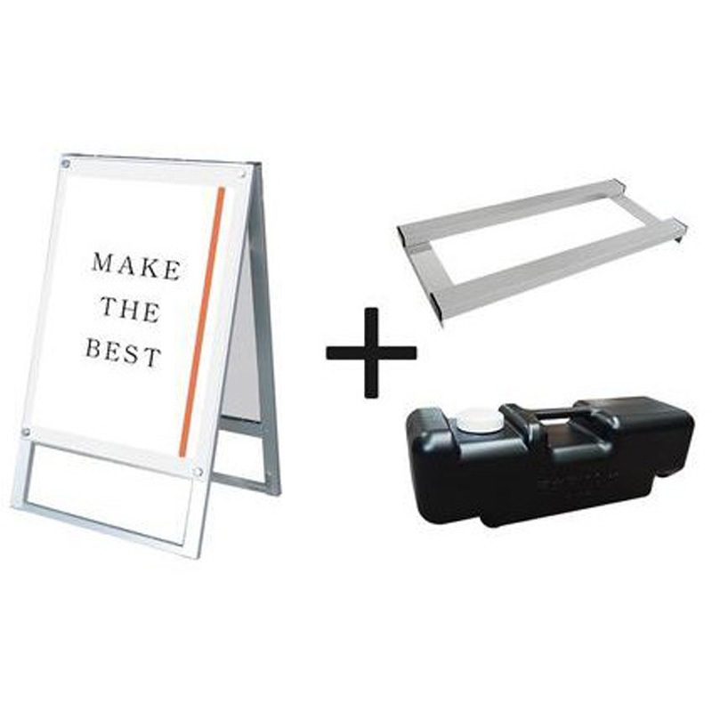 PSSK-B2RW-3SET ポスター用スタンド看板 両面ホワイト ウエイトアーム・水タンクセット 常磐精工 B2両面タイプ 質量9.3kg 適合サイズB2奥行530mm  PSSK-B2RW-3SET