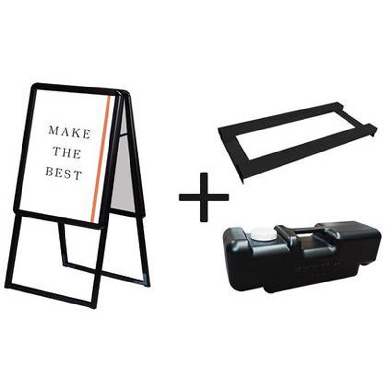 PGSK-A2RB-G-3SET ポスターグリップスタンド看板 屋外用 両面ブラック ウエイトアーム・水タンクセット 常磐精工 A2両面ブラック 質量両面6.3kg 適合サイズA2奥行510mm  PGSK-A2RB-G-3SET