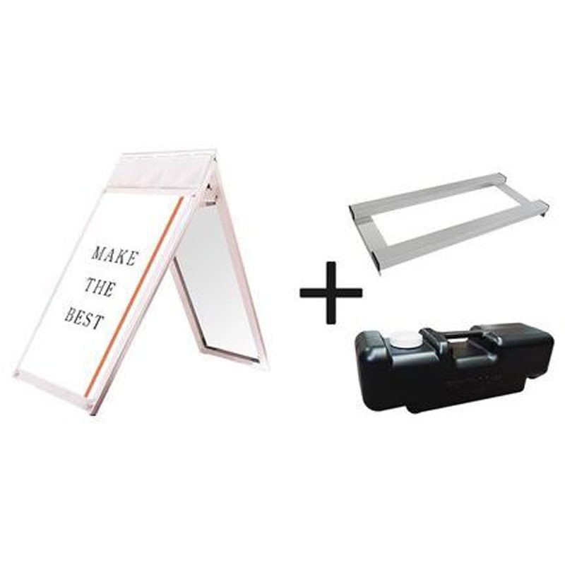 PSSKMNP-A1LRW-3SET ポスター用スタンド看板マグネジ パンフレットケース付 A1ロウ両面ホワイト(屋内用) ウエイトアーム・水タンクセット 1台 常磐精工 【通販モノタロウ】