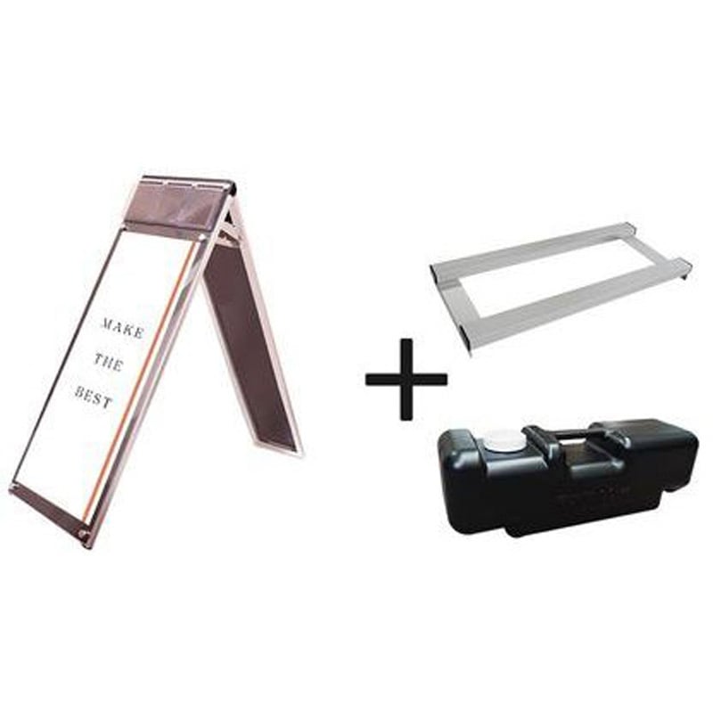 PSSKMNP-A3TTLRB-3SET ポスター用スタンド看板マグネジ パンフレットケース付 A3縦縦ロウ両面ブラック(屋内用) ウエイトアーム・水タンクセット 1台 常磐精工 【通販モノタロウ】