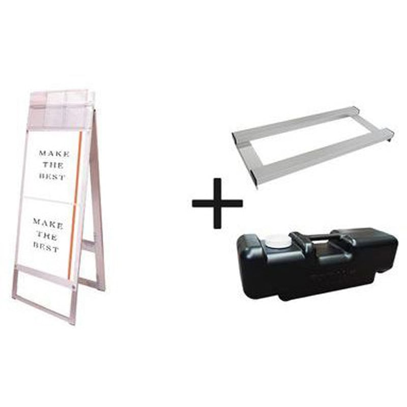 PSSKP-A3TTRW-G-3SET ポスター用スタンド看板パンフレットケース付 A3縦縦両面ホワイト(屋外用) ウエイトアーム・水タンクセット 1台 常磐精工 【通販モノタロウ】