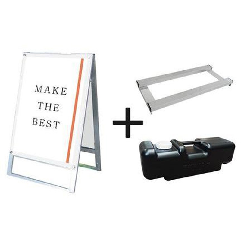 PSSKMN-A1RW-3SET ポスター用スタンド看板マグネジ 両面ホワイト ウエイトアーム・水タンクセット 常磐精工 幅674mm高さ1080mm奥行575mm  PSSKMN-A1RW-3SET