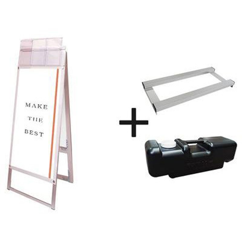 PSSKMNP-A3TTRW-G-3SET ポスター用スタンド看板マグネジ パンフレットケース付 A3縦縦両面ホワイト(屋外用) ウエイトアーム・水タンクセット 1台 常磐精工 【通販モノタロウ】 38,987円