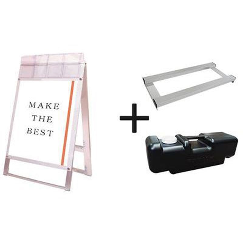 PSSKMNP-B2RW-G-3SET ポスター用スタンド看板マグネジ パンフレットケース付 両面ホワイト(屋外用) ウエイトアーム・水タンクセット 1台 常磐精工 【通販モノタロウ】