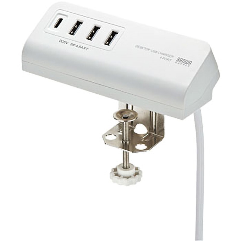 ACA-IP51W クランプ式USB充電器(TypeC1ポート+USB3ポート) サンワサプライ 最大4.8A