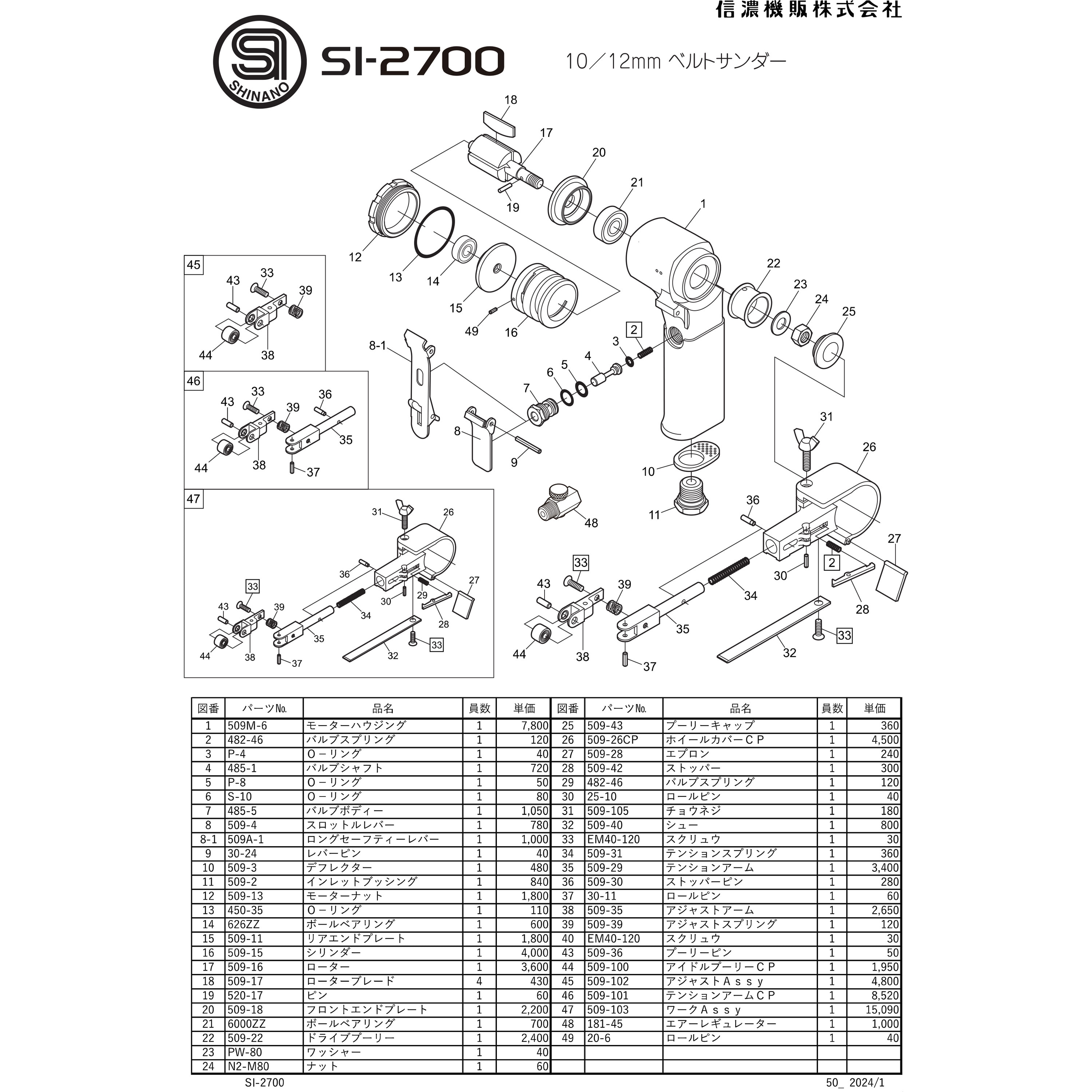 部品 ベルトサンダー SI-2700 1個 信濃(SHINANO) 【通販サイトMonotaRO】