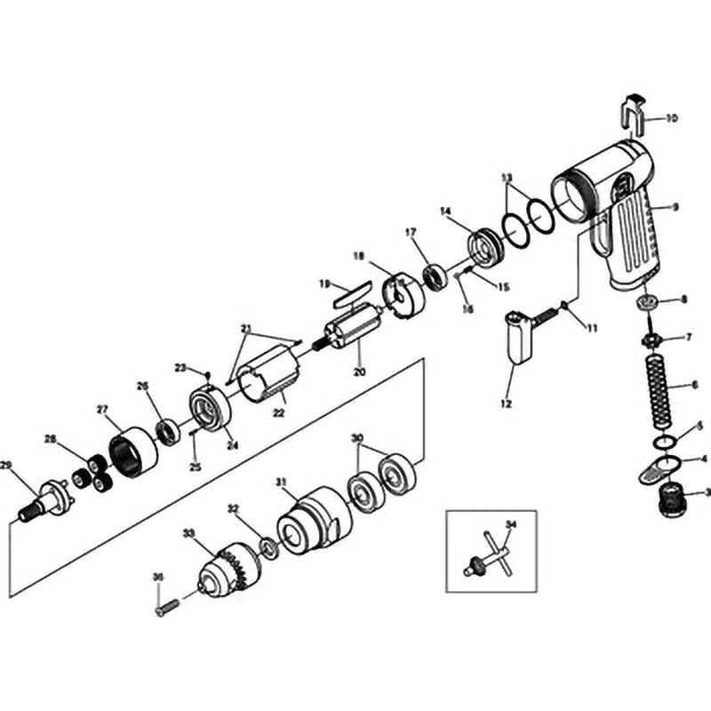 139RS-1 部品 エアドリル(正逆回転機構付) SI-5506 SHINANO(信濃機販) スピンドル 1台使用個数1