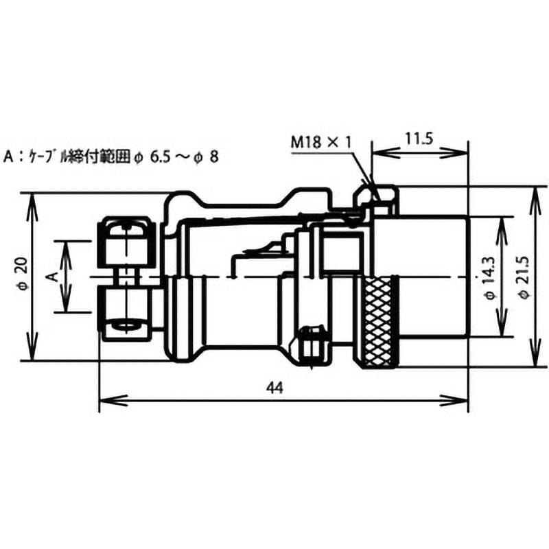 NCS-162-PCH NCSシリーズ汎用大型メタルコネクタ ストレートプラグ