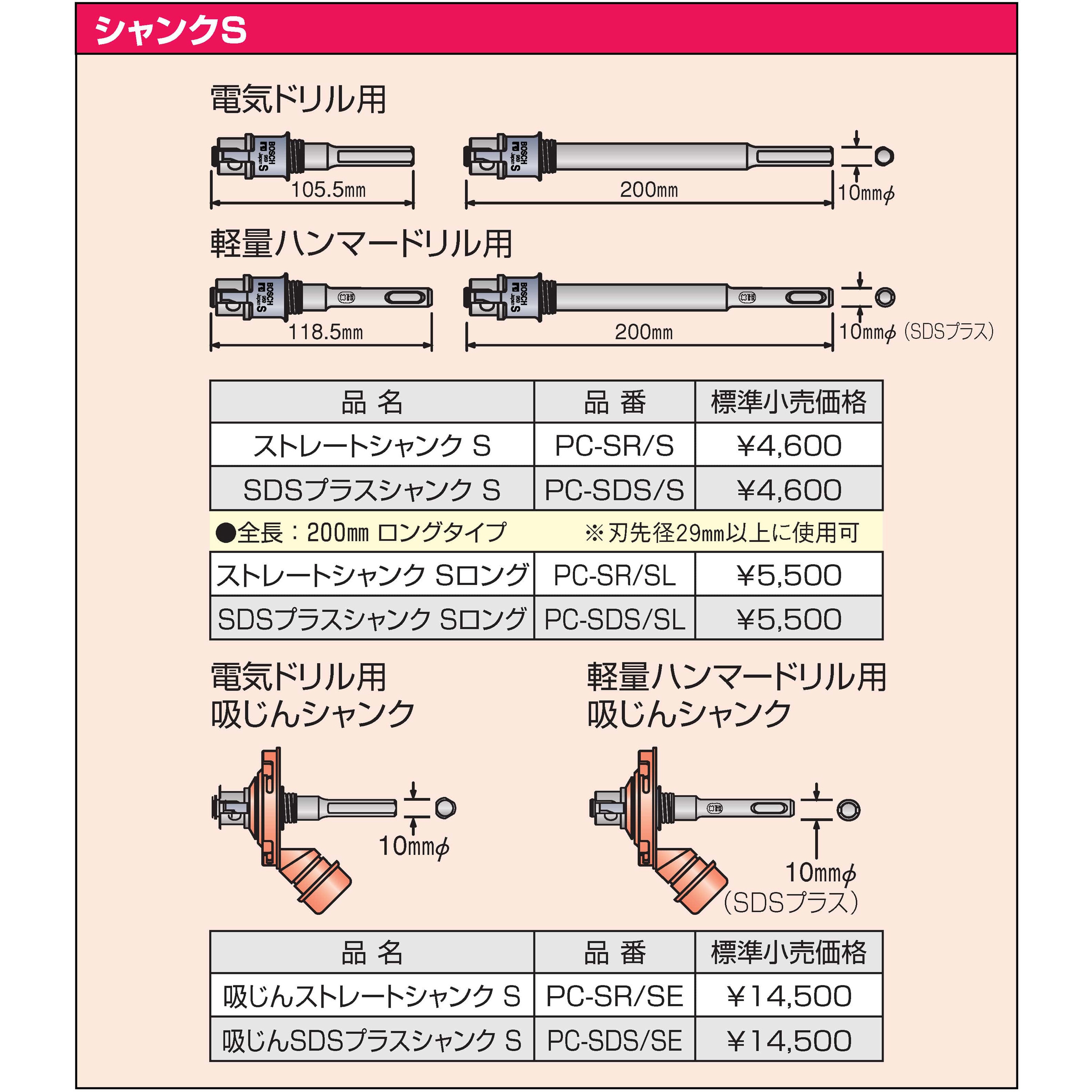 PDI-035C ダイヤモンドコア BOSCH(ボッシュ) 有効長150mm全長180mm PDI-035C - 【通販モノタロウ】