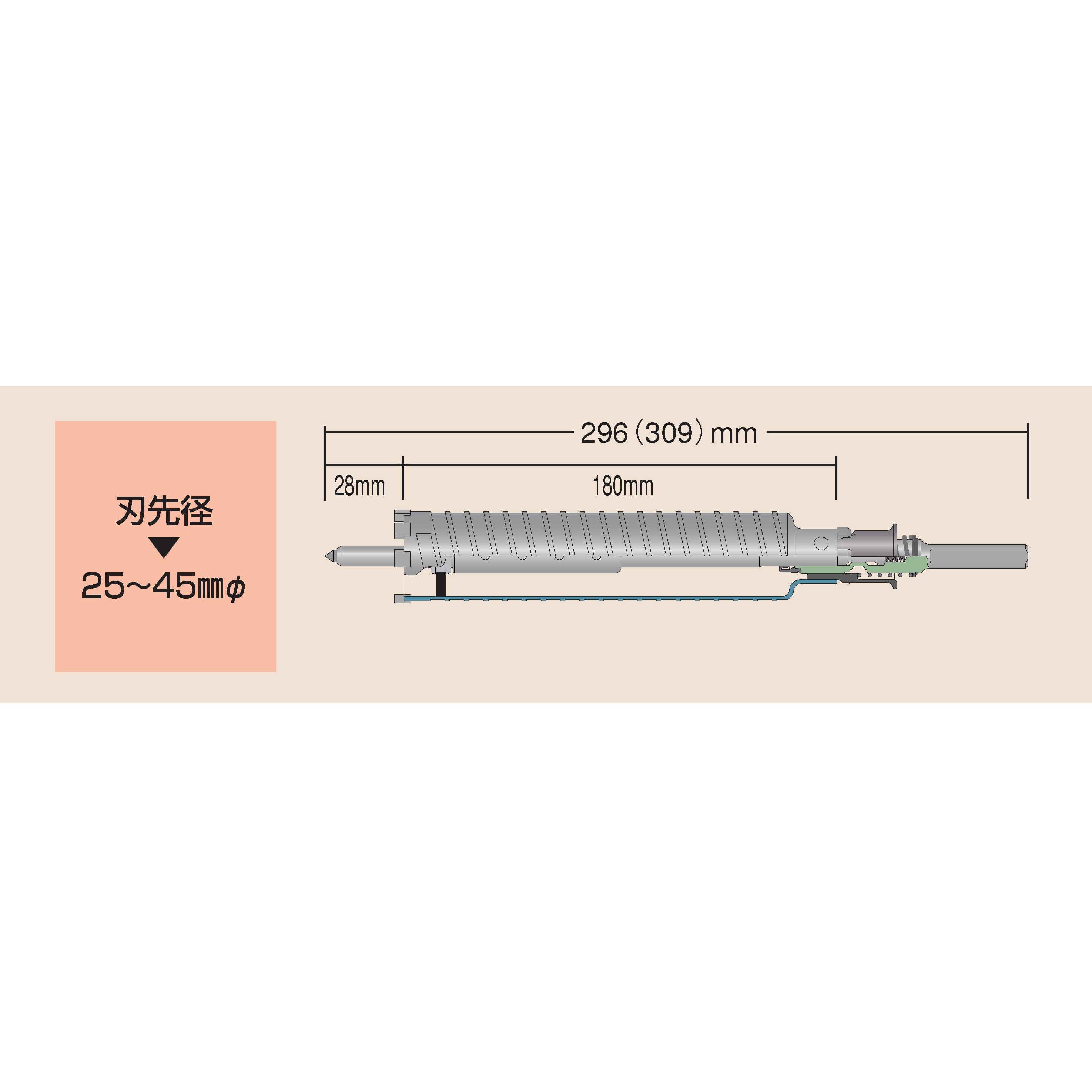 PDI-038C ダイヤモンドコア BOSCH(ボッシュ) 有効長150mm全長180mm PDI-038C - 【通販モノタロウ】