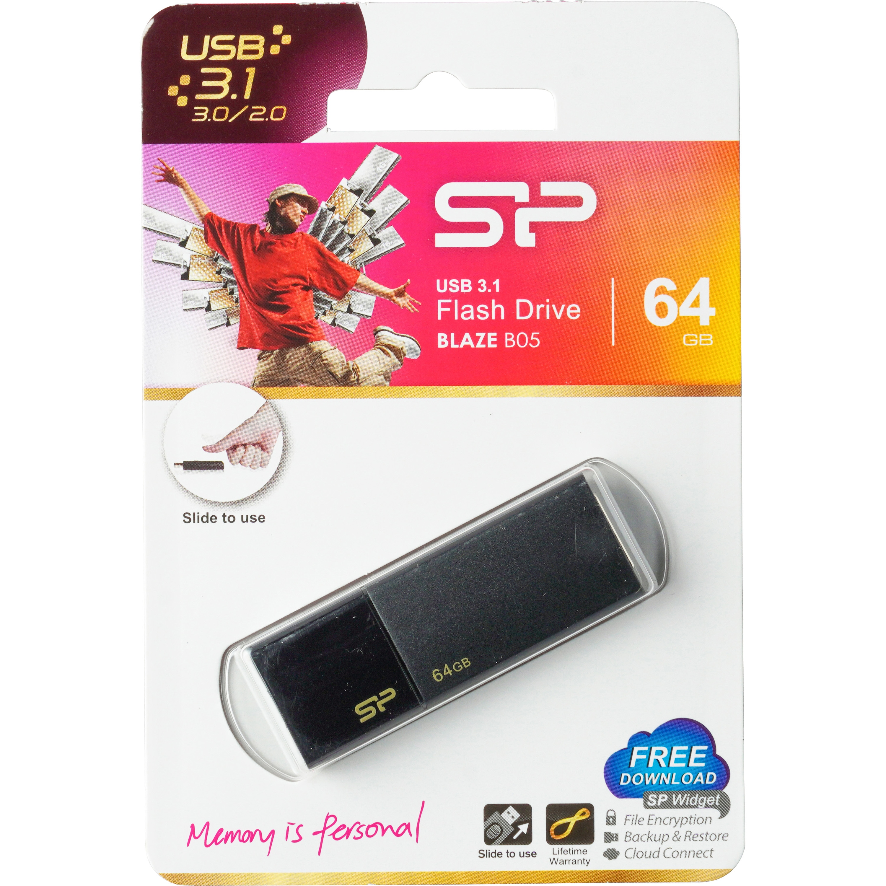 SP064GBUF3B05V1K USB3.0スライド式USBメモリー Blaze B05 1本 SP064GBUF3B05V1K USB3.0スライド式USBメモリー Blaze B05 1本