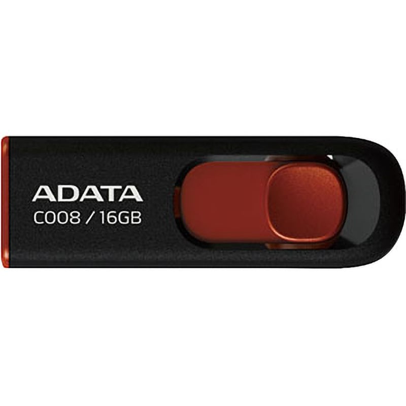 USB2.0 スライド式USBメモリ 16GB ブラック+レッド色 AC008-16G-RKD