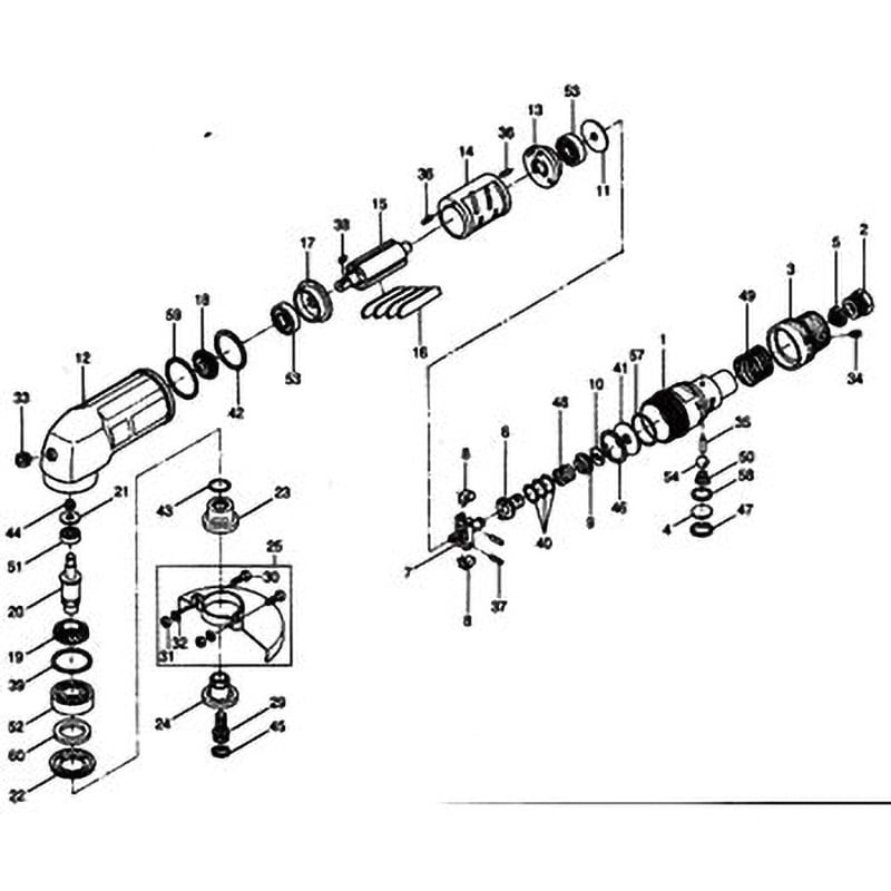 エアアングルグラインダー（無負荷回転数7400～15000rpm）