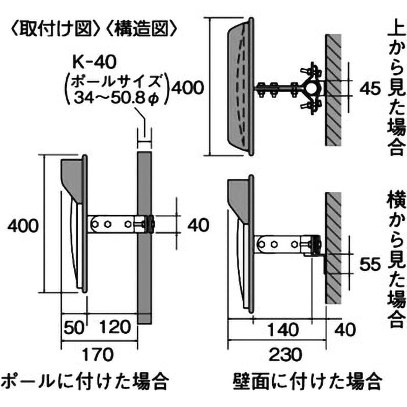 ヤマダ製丸ミラー週末限定値下げ 信栄物産 アクリルミラー 丸型 φ400 K-40 1枚 - アスクル