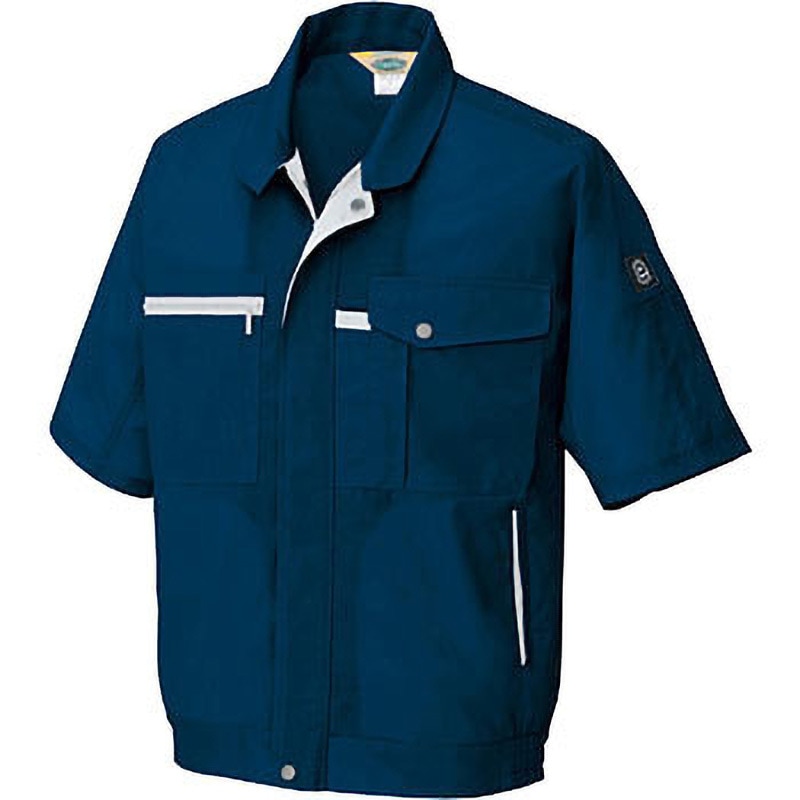 AZ5361 AZ-5361 エコT/Cマルチワーク 半袖ブルゾン(春夏用) アイトス 帯電防止 フルペット強撚トロピカル ネイビー色 4L着丈70cm