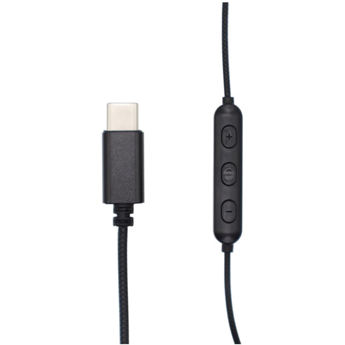 QTC-0800BK USBタイプC用有線イヤホン QTJ ケーブル長1.2m ブラック色
