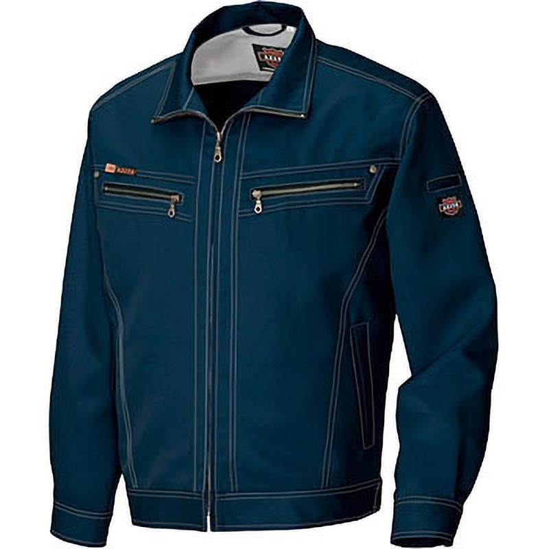 AZ11402 AZ-11402 アジト スタンダード ダブルZIP長袖ブルゾン(秋冬用) アイトス 名入れ可 ポリエステル100% 帯電防止 ネイビー色 5L着丈72cm