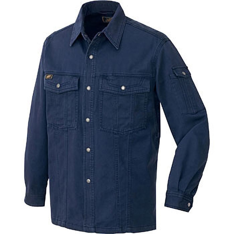 AZ6545 AZ-6545 アジトインパクト 長袖シャツ(厚地)(年間用) アイトス 綿100% ツイル ネイビー色 5L着丈81cm